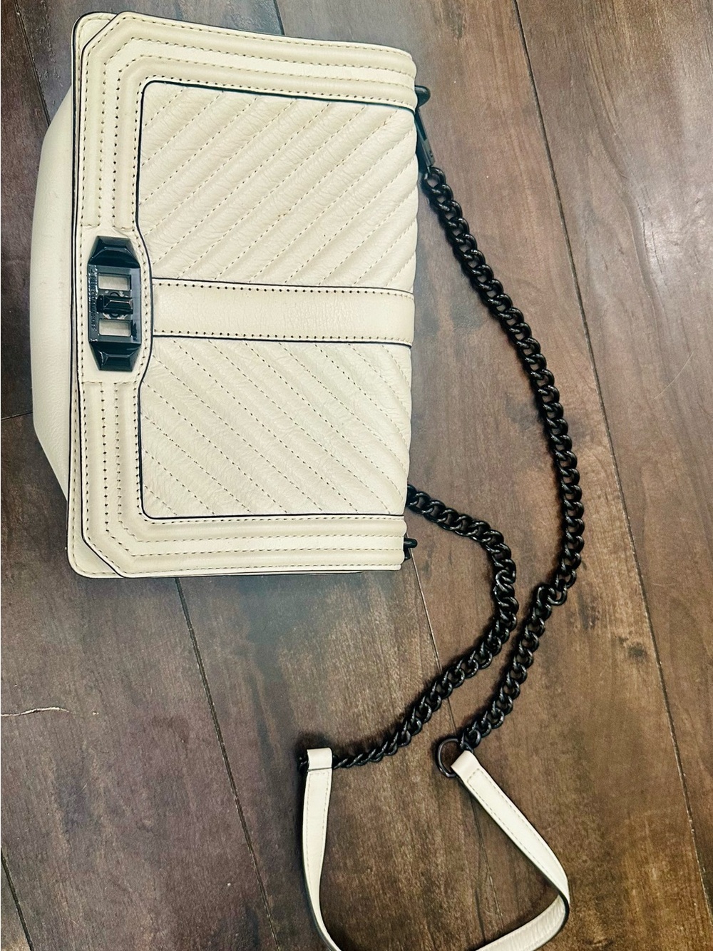 Rebecca Minkoff Cream Quilted Chain Shoulder Bag
